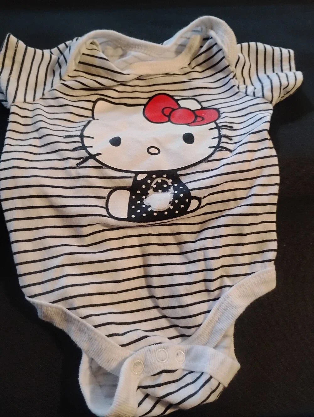 Hello Kitty White and Black Striped One-Piece with Red Bow